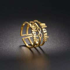 Personalized Name Customization Three Layer Ring - 7