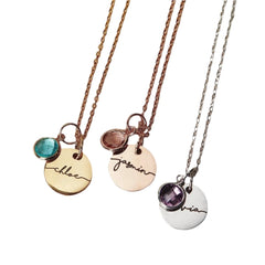 Personalized Name Engraving Necklace Birthstone Pendants Stackable Jewelry Birthday Gift - Necklace