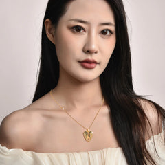 Personalized Name Heart Locket Necklace Zirconia Paved Custom Engraved Pendant Christmas Gifts - True gold heart full