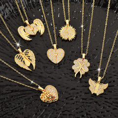 Personalized Name Heart Locket Necklace Zirconia Paved Custom Engraved Pendant Christmas Gifts - True gold heart full