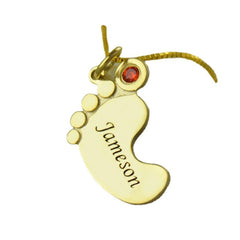 Personalized Name Necklace For Mother Custom Stainless Steel Baby Feet - 7