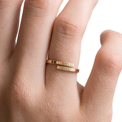 Personalized Name Ring Custom Double Name Ring Engraving Nameplate Ring - Gold - 7