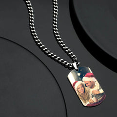 Personalized necklace with stainless-steel text color image carving photo carving pendant - 7