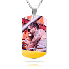 Personalized necklace with stainless-steel text color image carving photo carving pendant - 7