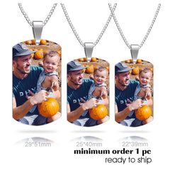 Personalized necklace with stainless-steel text color image carving photo carving pendant - 7