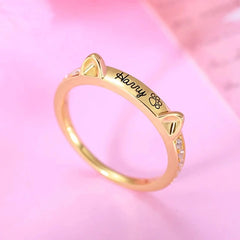 Personalized Pet Cat Ears Name Ring Fashion Jewelry - 7