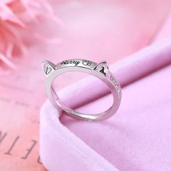 Personalized Pet Cat Ears Name Ring Fashion Jewelry - 7