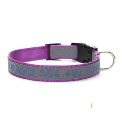 Personalized Phone Name Embroidered Reflective Dog Collar - Purple / S - 7