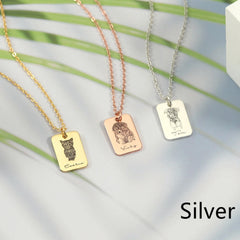 Personalized Photo Memorial Pet Pendant Necklace - Silver / Silver - 7