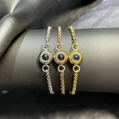 Personalized Photo Projection Titanium Steel Couple Bracelet - 7