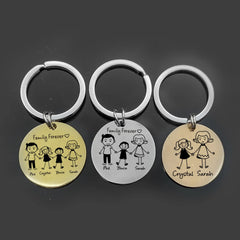 Personalized Round Family Pet Dog Name Keychain - 7