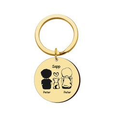 Personalized Round Family Pet Dog Name Keychain - 7