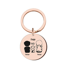 Personalized Round Family Pet Dog Name Keychain - 7