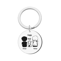 Personalized Round Family Pet Dog Name Keychain - 7