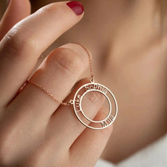 Personalized Round Hollow Name Pendant Christmas Gift Necklace - 7