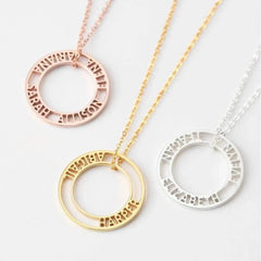 Personalized Round Hollow Name Pendant Christmas Gift Necklace - 7