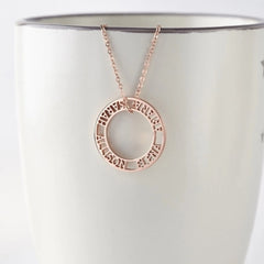 Personalized Round Hollow Name Pendant Christmas Gift Necklace - Rose Gold / 2names / 30cm - 7