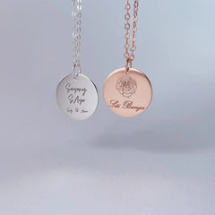 Personalized Signature Coin Stainless Steel Pendant Necklace - 7