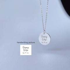 Personalized Signature Coin Stainless Steel Pendant Necklace - Silver / Single side - 7