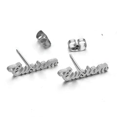Personalization Customize Cute Alloy Earrings With Name - Silver - 7