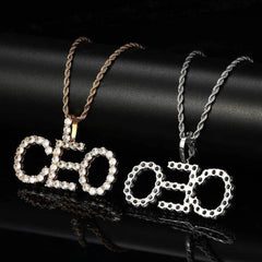 Personalized Single Row Zircon Pendant Necklace - 7