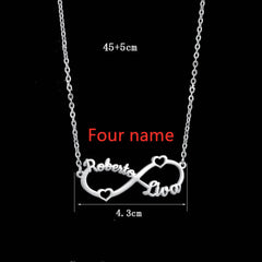 Personalized Stainless Steel Custom Name Necklace Rose Pendant - Steel / Four name - Necklace