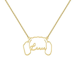 Personalized Stainless Steel DIY Cat And Dog Pet Name Necklace - Gold / E18 - 7