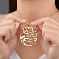 Personalized Stainless Steel Golden Tree of Life Custom Name Necklace - Necklace