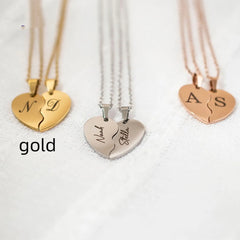 Personalized Stainless Steel Heart-shaped Necklace - Gold / Single Sided Engraving - 7