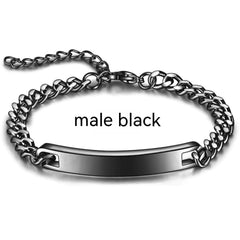 Personalized Titanium Steel Bracelet With Engraved Slogans - Mens Black - 7