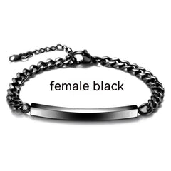 Personalized Titanium Steel Bracelet With Engraved Slogans - Womens Black - 7