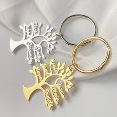 Personalized Tree Of Life Name Stainless Steel Keychain - 7