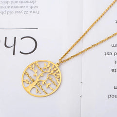 Personalized Tree Of Life Shape Titanium Name Necklace - 7