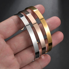 Personalized Versatile C-shaped 6mm Stainless Steel Smooth Bracelet For Women - 7