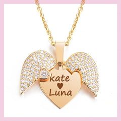 Personalized Women Chain Necklace Custom Engraved Heart Name - 7