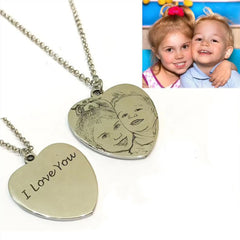 Pet Engraved Photo Picture Necklace Cat Dog Memorial - Gold / Necklace / Engrave 2Side - 7