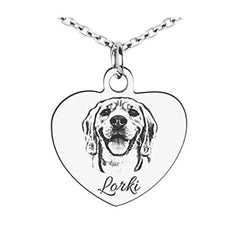 Pet Engraved Photo Picture Necklace Cat Dog Memorial - Gold / Necklace / Engrave 1Side - 7