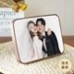 Photo Frame Horizontal Frame Table Crystal Photo - Rock Champagne / 7Inch Platform - 7