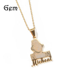 Photo Letter Stainless Steel Necklace Pendant - 7