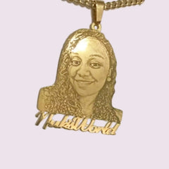 Photo Necklace Children Cartoon Pendant Titanium Steel - Gold - 7