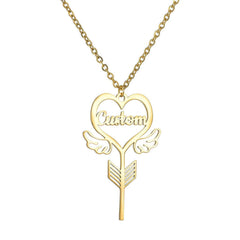 Popular Name Necklace Small Design Sense Love Butterfly Shape Key Pendant Necklace Gift - Gold / Love - 7