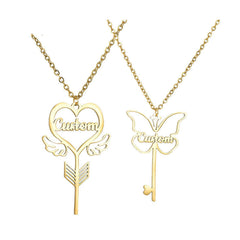 Popular Name Necklace Small Design Sense Love Butterfly Shape Key Pendant Necklace Gift - 7