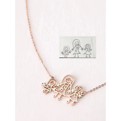 Baby Hand Drawing Necklace - Rose gold - 7