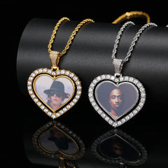 Rotating Double-sided Love Photo Pendant Necklace - 7