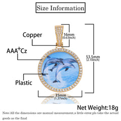 Round Photo Pendant Microset Zircon Men’s Necklace - 7