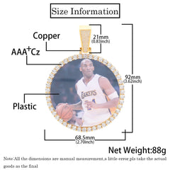 Round Photo Pendant Microset Zircon Men’s Necklace - 7