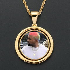 Round Rotatable Double-sided Photo Frame Pendant - 7