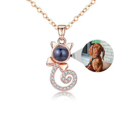 S925 Silver Personalized Gift Cat Shape Customized Colorful Photo Projection Necklace - 7