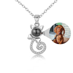 S925 Silver Personalized Gift Cat Shape Customized Colorful Photo Projection Necklace - 7