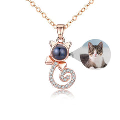 S925 Silver Personalized Gift Cat Shape Customized Colorful Photo Projection Necklace - 7
